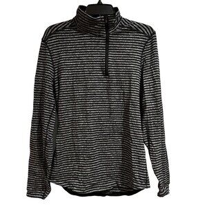 Lululemon Mens Surge 1/2 Zip Pullover Raven Stripe Black Gray Athletic Small